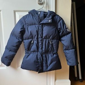 Ralph Lauren girls navy blue puffer jacket, size S(7)